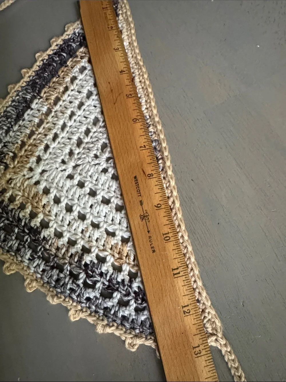 Crochet Bandana Hair Scarf Kerchief - Festival Cottage Core Boho - 100% Cotton
